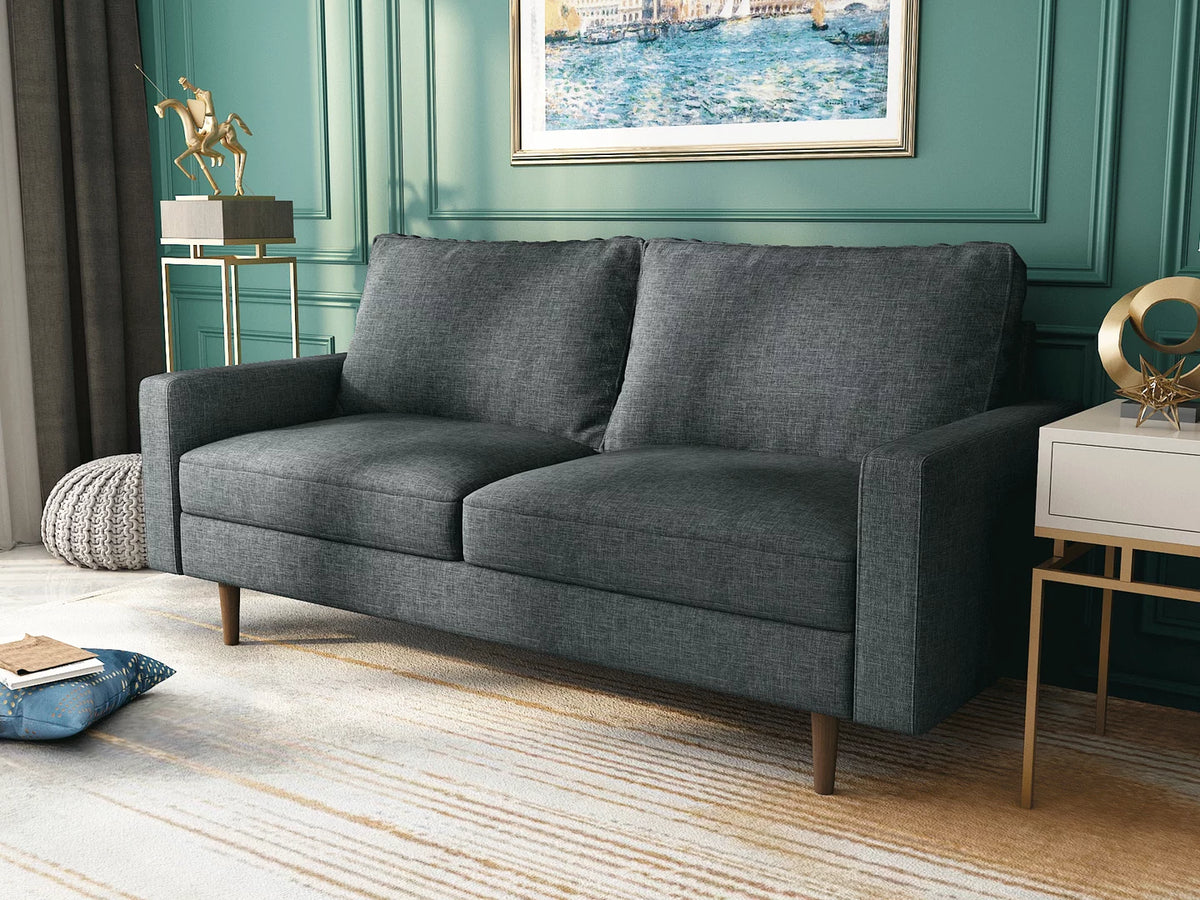 Linen Modern Sectional Sofa Sleeper Dark Gray A79295