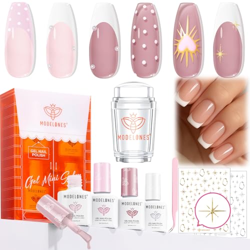 Sheer Pink Nude Red Brown Jelly Gel Nail Polish Kit with UV Light C8211