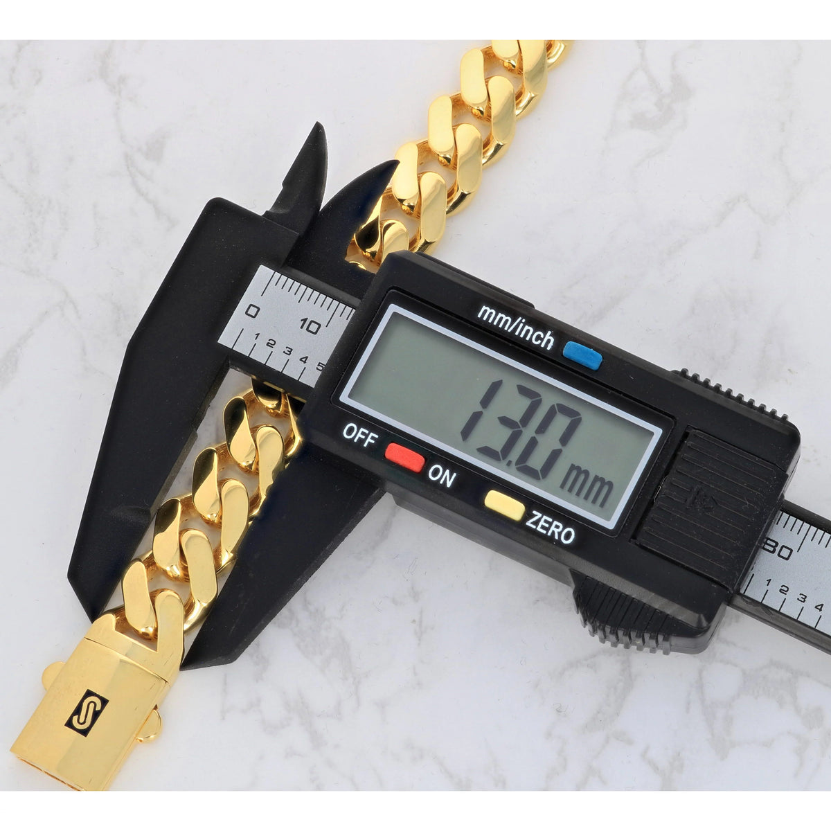 14k Yellow Gold 13mm Cuban Link Chain Necklace Z547