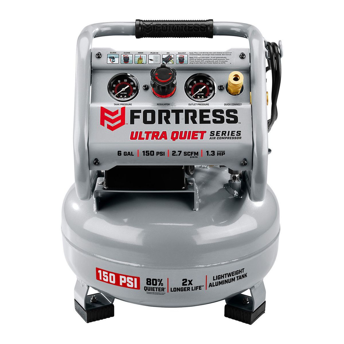 6 Gallon 150 PSI Oil-Free Pancake Air Compressor Q7555