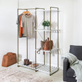 Freestanding Open Metal Closet Wardrobe with 4 Shelves V464048
