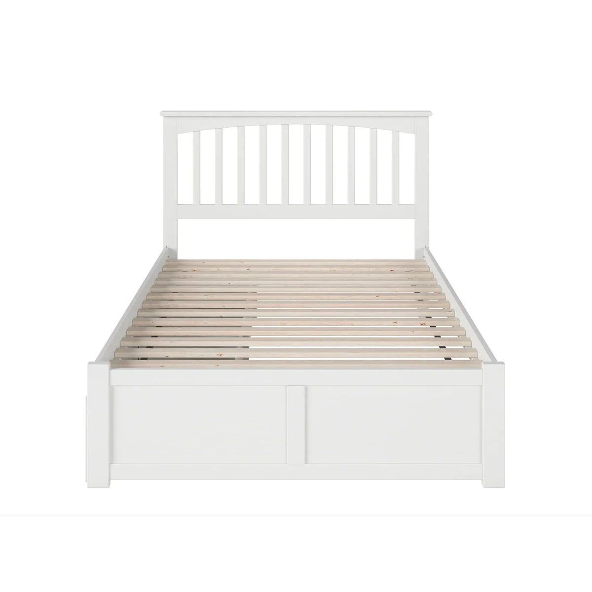 White Platform Bed with Footboard and 2 Drawers T6379