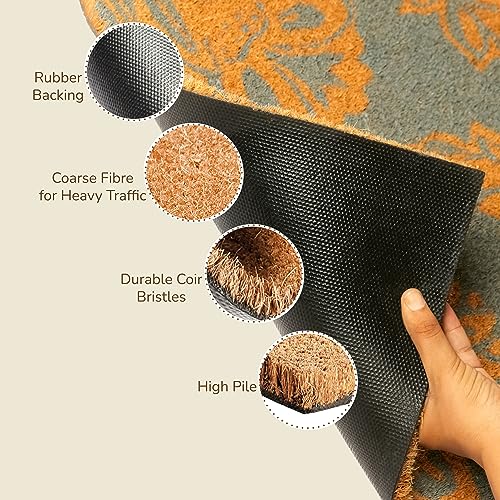 Blue Floral Print Coir Door Mat X931