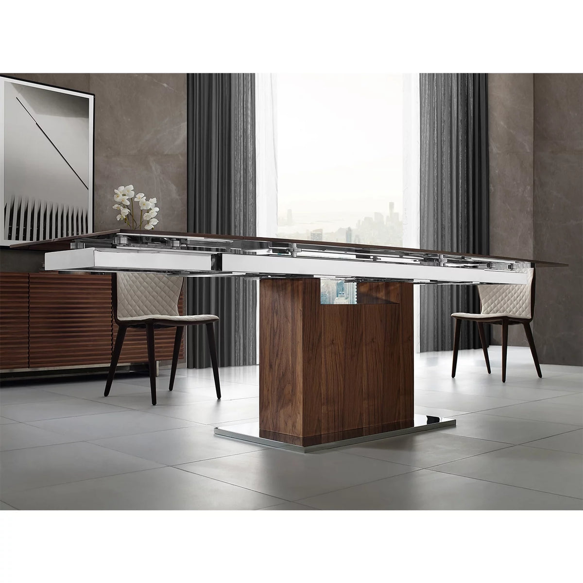 White Marbled Porcelain Top Dining Table K833846