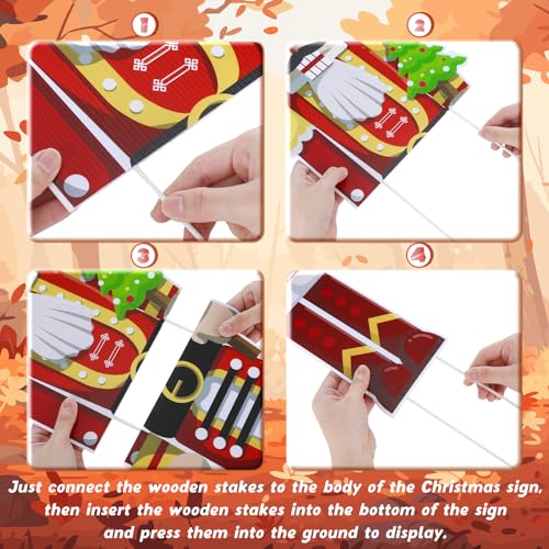 4 Pcs Large Nutcracker Yard Sign with 16 Stakes Christmas Yard Decorations L458