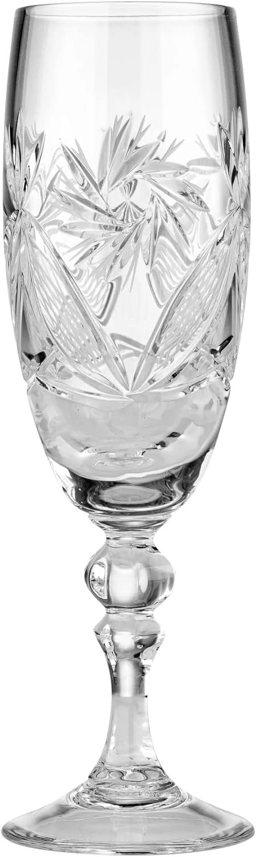 6 Cut Crystal Champagne Glasses 200Ml/6.8Oz A482