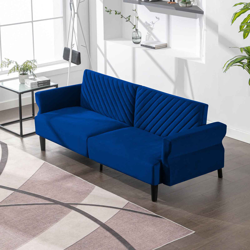 Convertible Futon Sofa Bed Blue W35854