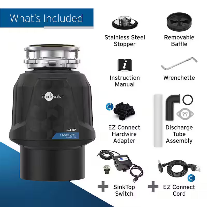 3/4 HP Continuous Feed Garbage Disposal with Power Cord X466434