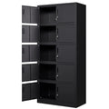 Metal Storage Cabinet with Lock, 10 Locking Doors, Black Steel U529965