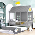 Gray Twin Wooden House Bed with Trundle F389171
