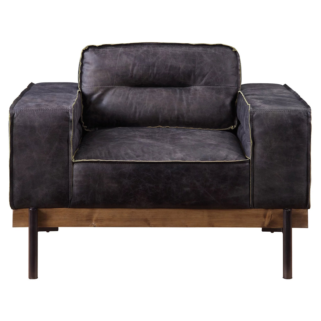 Square Arm Tufted Accent Chair in Antique Ebony O6987