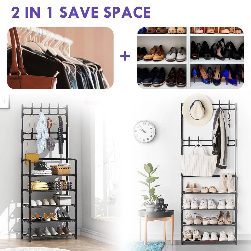 Entryway Bench with Coat Rack and Shoe Bench I215883