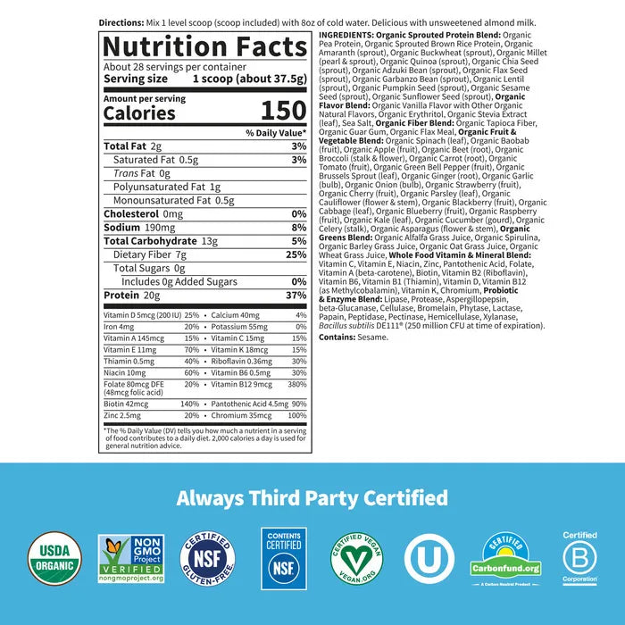 Organic Vanilla Meal S494117