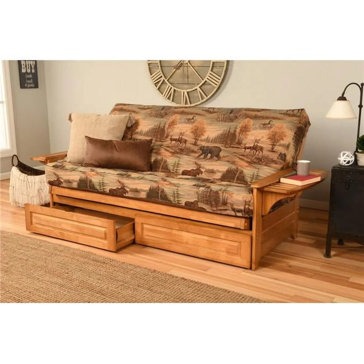 Full Size Futon Frame with Mattress & Storage Drawers H778400