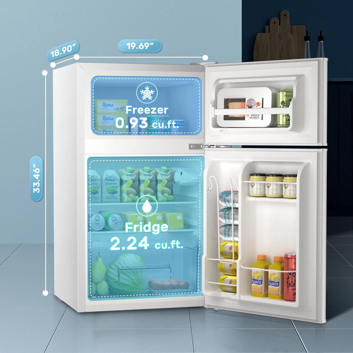 Two Door Mini Fridge 3.1Cu.ft Green U920