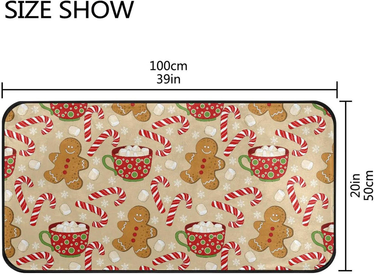 Gingerbread Man Christmas Kitchen Mat Washable Non-Slip 39"x20" S41146