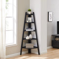 Five Tier Corner Ladder Bookshelf Black D316948