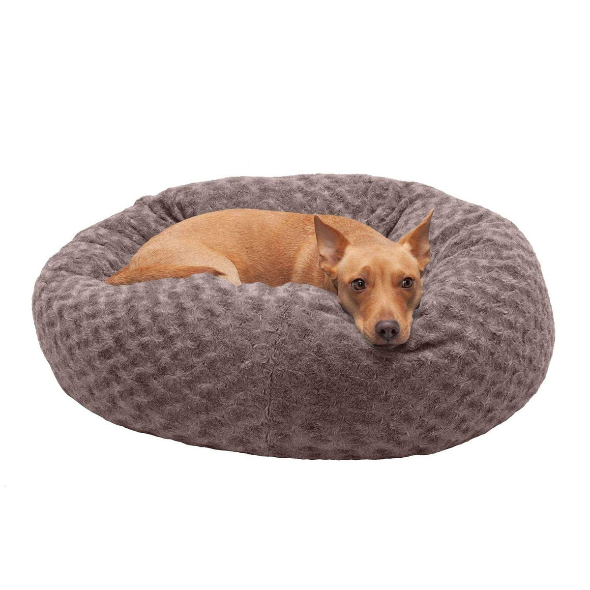 Curly Fur Plush Donut Dog Bed S3044