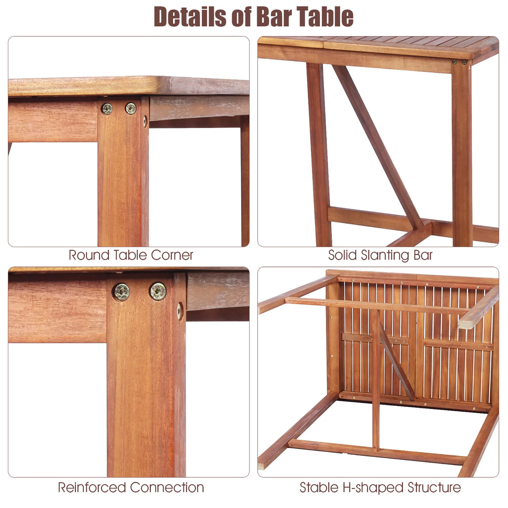 Acacia Wood Bar Height Bistro Dining Set U22641