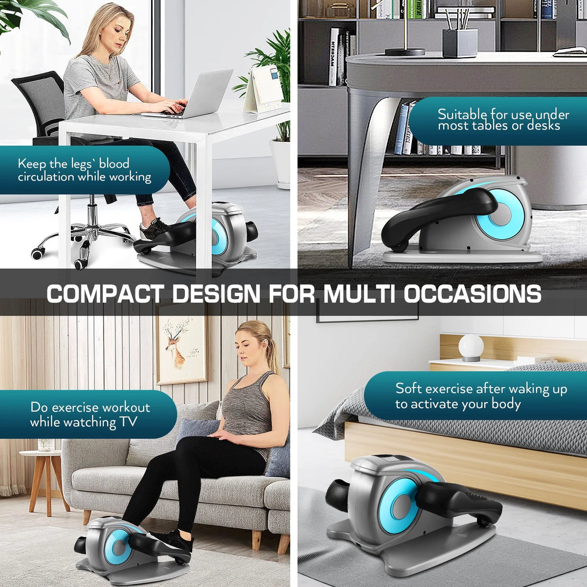 Under Desk Elliptical Machine, Mini Seated Elliptical with 5 Adjustable Speed, Gray Q678