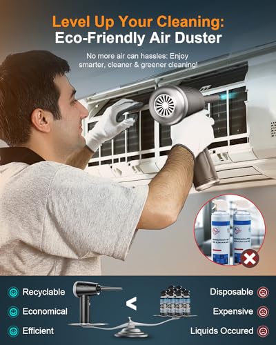 11-in-1 Compressed Air Duster, 3-Gear Adjustable 120000 RPM Electric Air Duster with LED Light, 9000mAh Cordless M2480