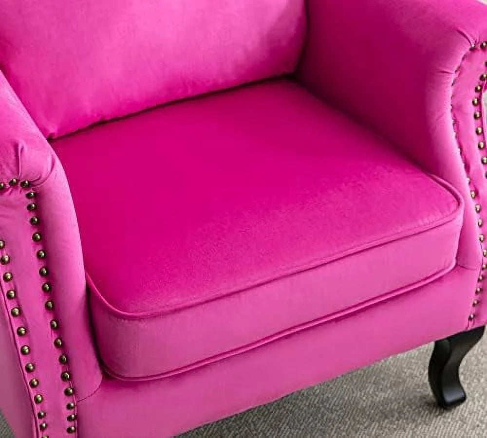 Velvet Hot Pink Upholstered Accent Chair E6099