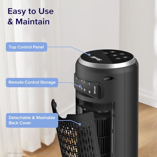 White 36 Inch Tower Fan with Remote S456