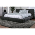 Grey Fabric USB Headboard California King Platform Bed O336