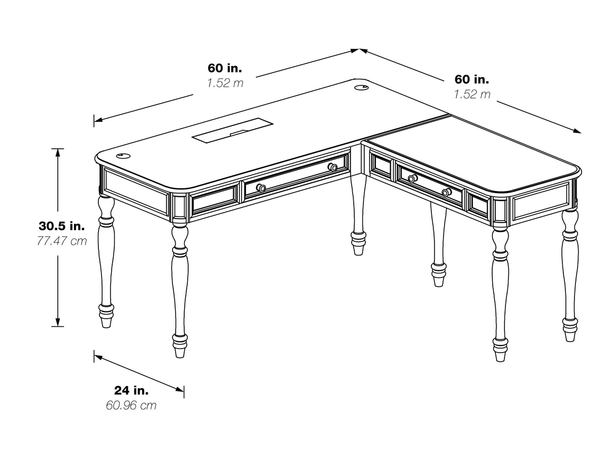 L-Shape Engineered Wood Desk with Power J9742