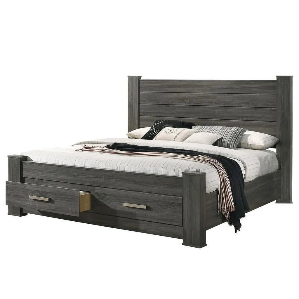 Weathered Gray Wood California King Platform Bed with Storage A986151