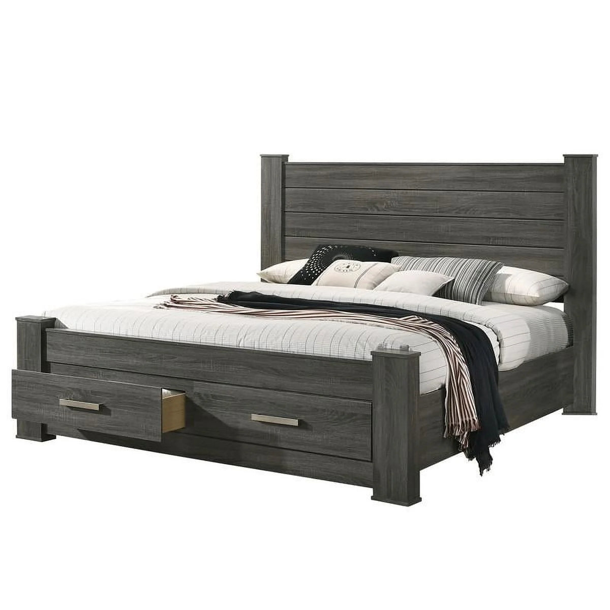 Weathered Gray Wood California King Platform Bed with Storage A986151