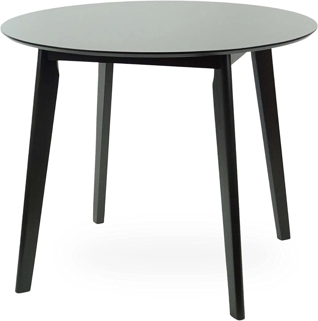 Set Of 3 Round Dining Table And 2 Side Chairs Solid Wood Padded Seat U3164
