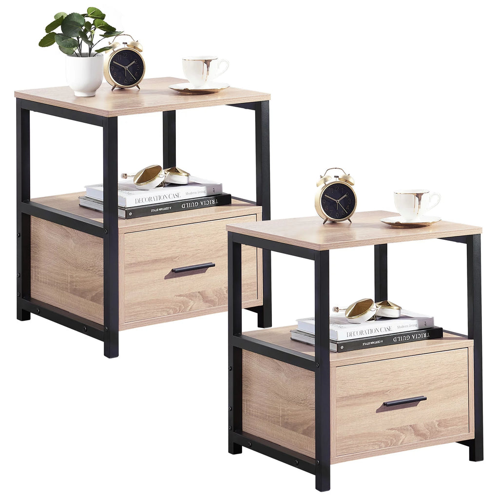 Full Size Platform Bed Frame and 2 Nightstands Set of 3 J948