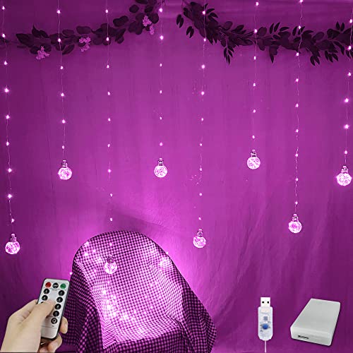 200 LED Warm White Curtain String Lights with Remote Y881498