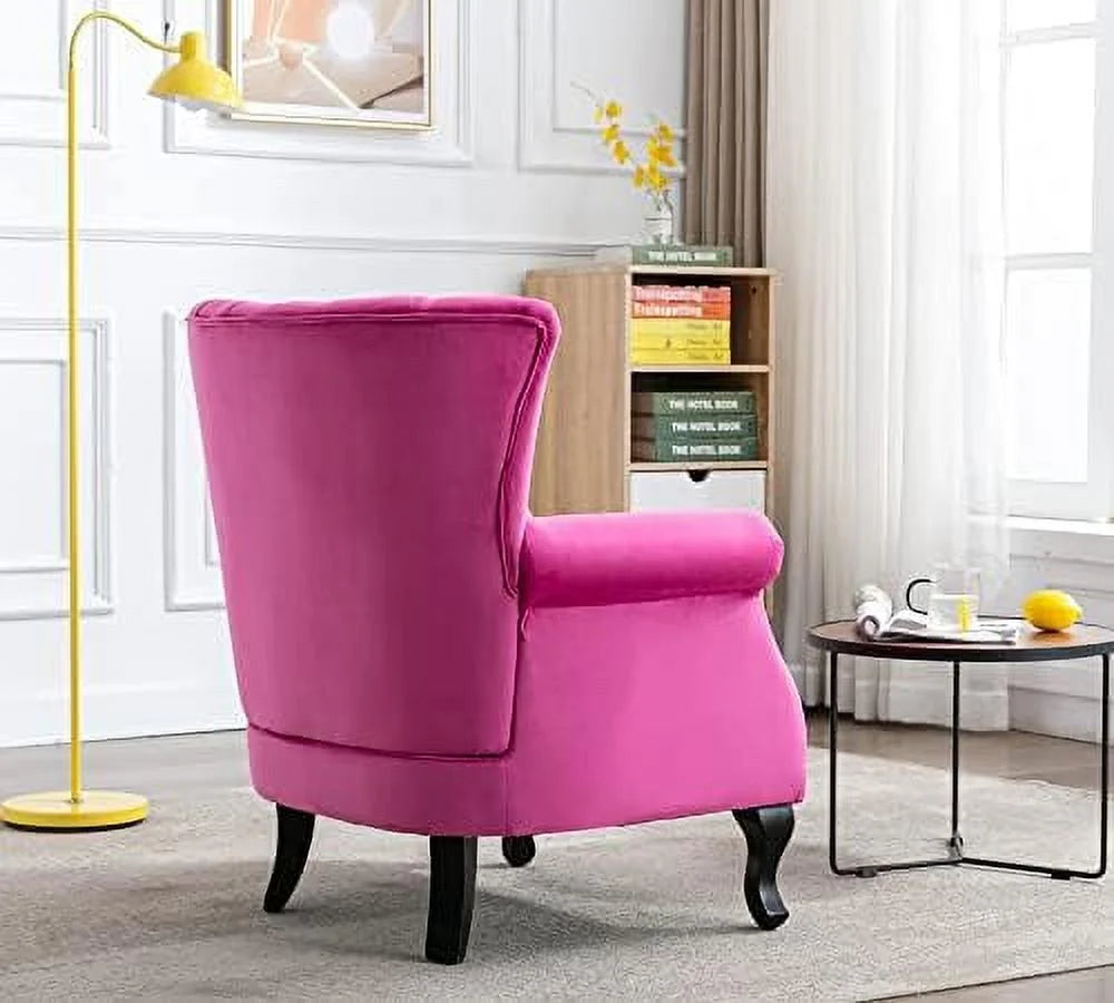 Velvet Hot Pink Upholstered Accent Chair E6099