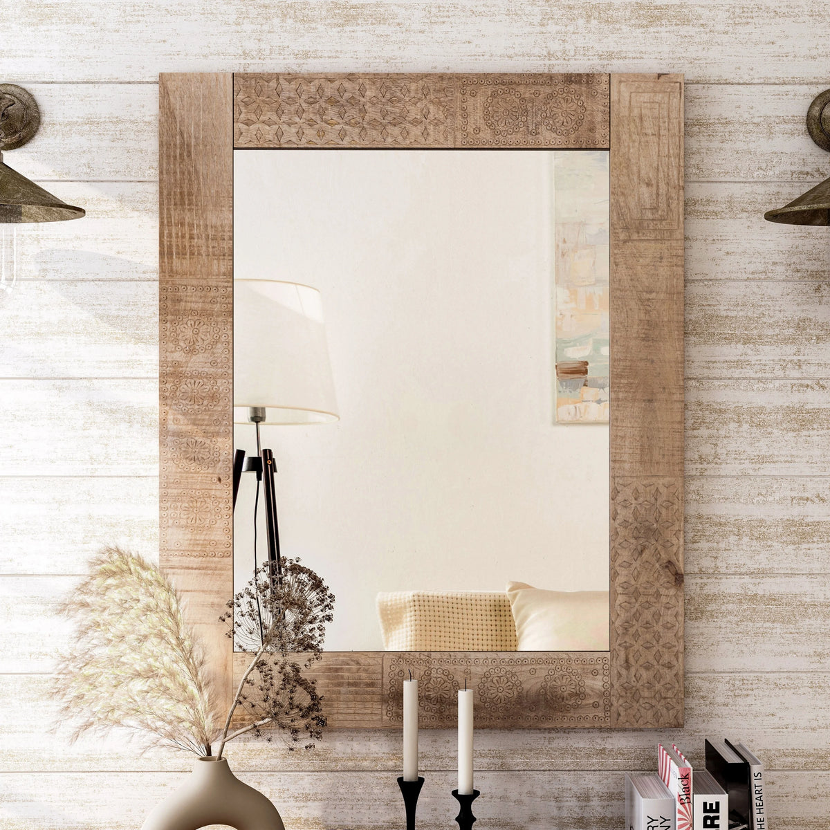 Natural Solid Wood Wall Mirror R5978