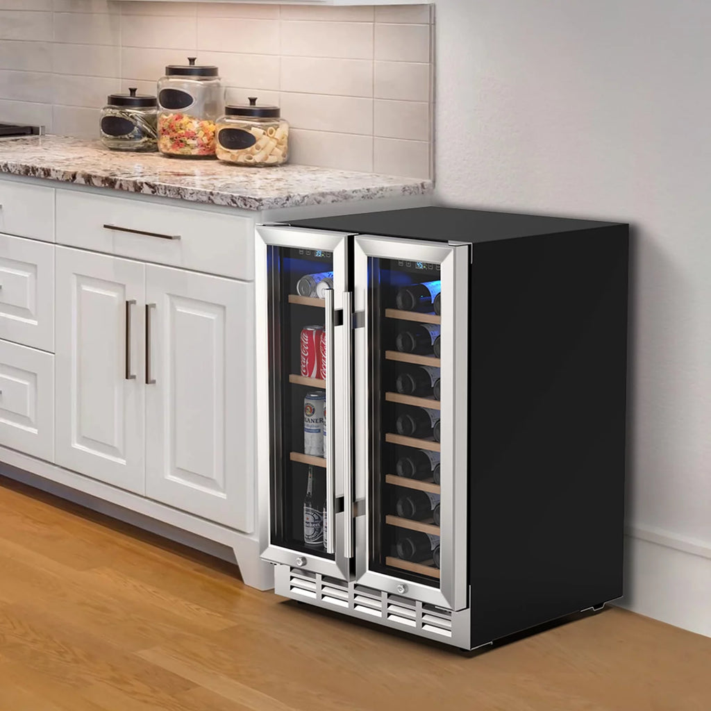 Beverage Refrigerator and Wine Cooler, Dual Zone 24 inch Built-in 20 Bottles 57 Cans K27026