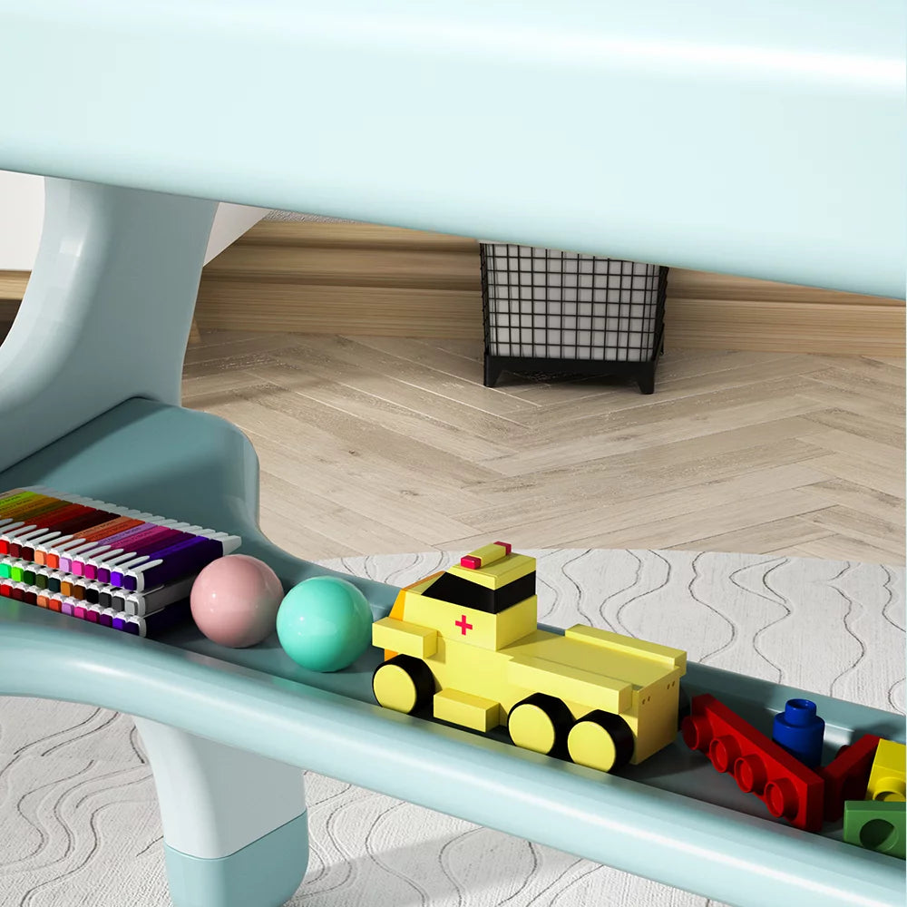 Kids Learning Desk and 2 Chairs Set Blue R654