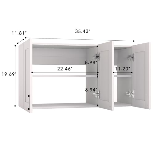 White Laundry Room Cabinets and Storage with 4 Doors and Adjustable Shelf A363018