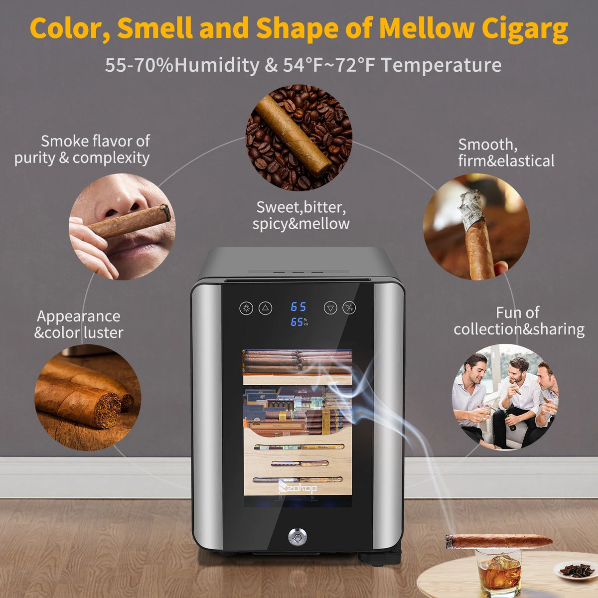 25L Electric Cigar Humidor for 150 Counts with Digital Hygrometer G256