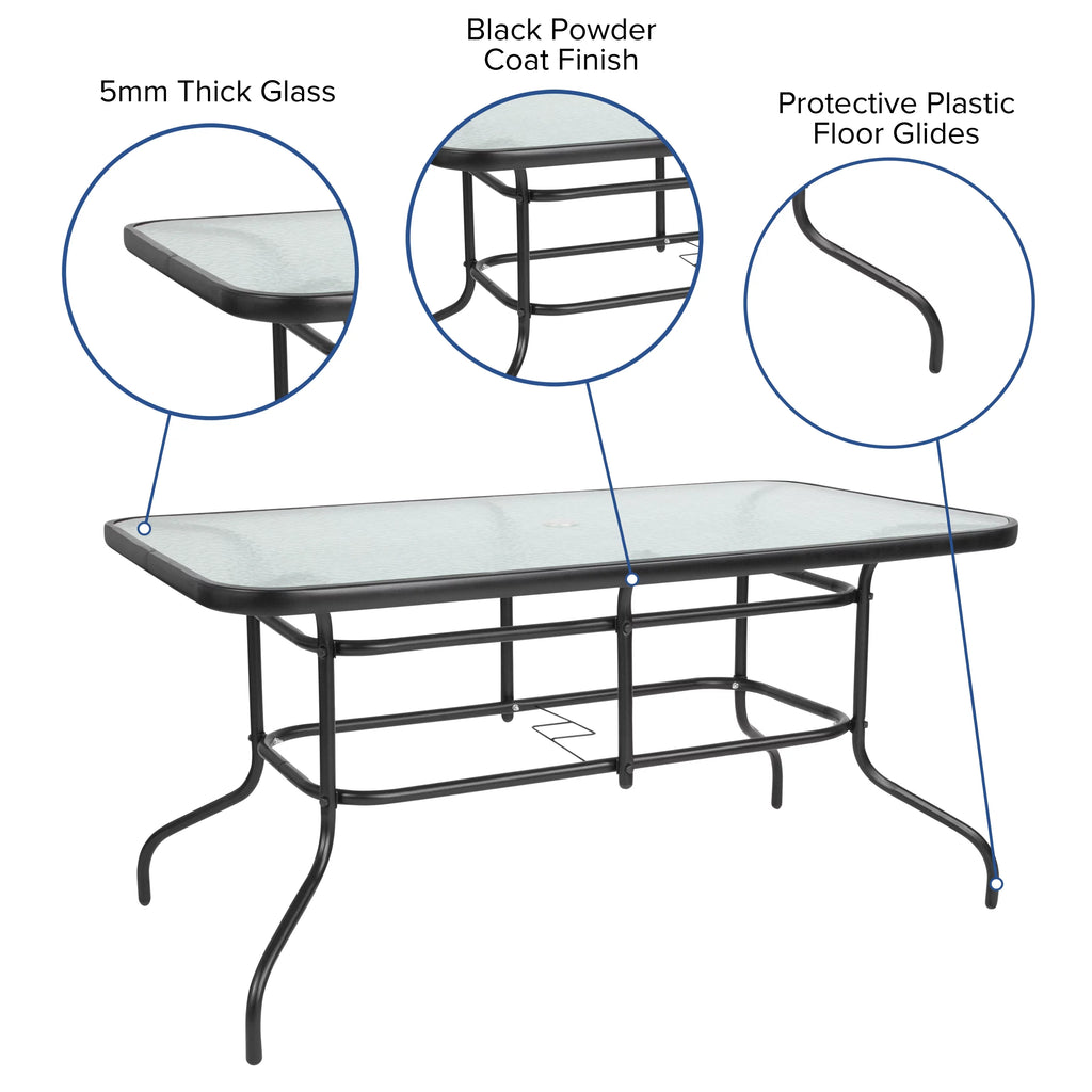 7 Piece Outdoor Patio Dining Set with Umbrella Hole F353390
