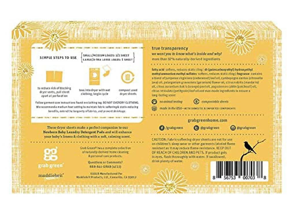 Baby Laundry Dryer Sheets Calming Chamomile 3 Count E2024