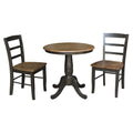 3-piece Solid Wood Dining Set with Round Pedestal Table and 2 Ladder Back Chairs N292363