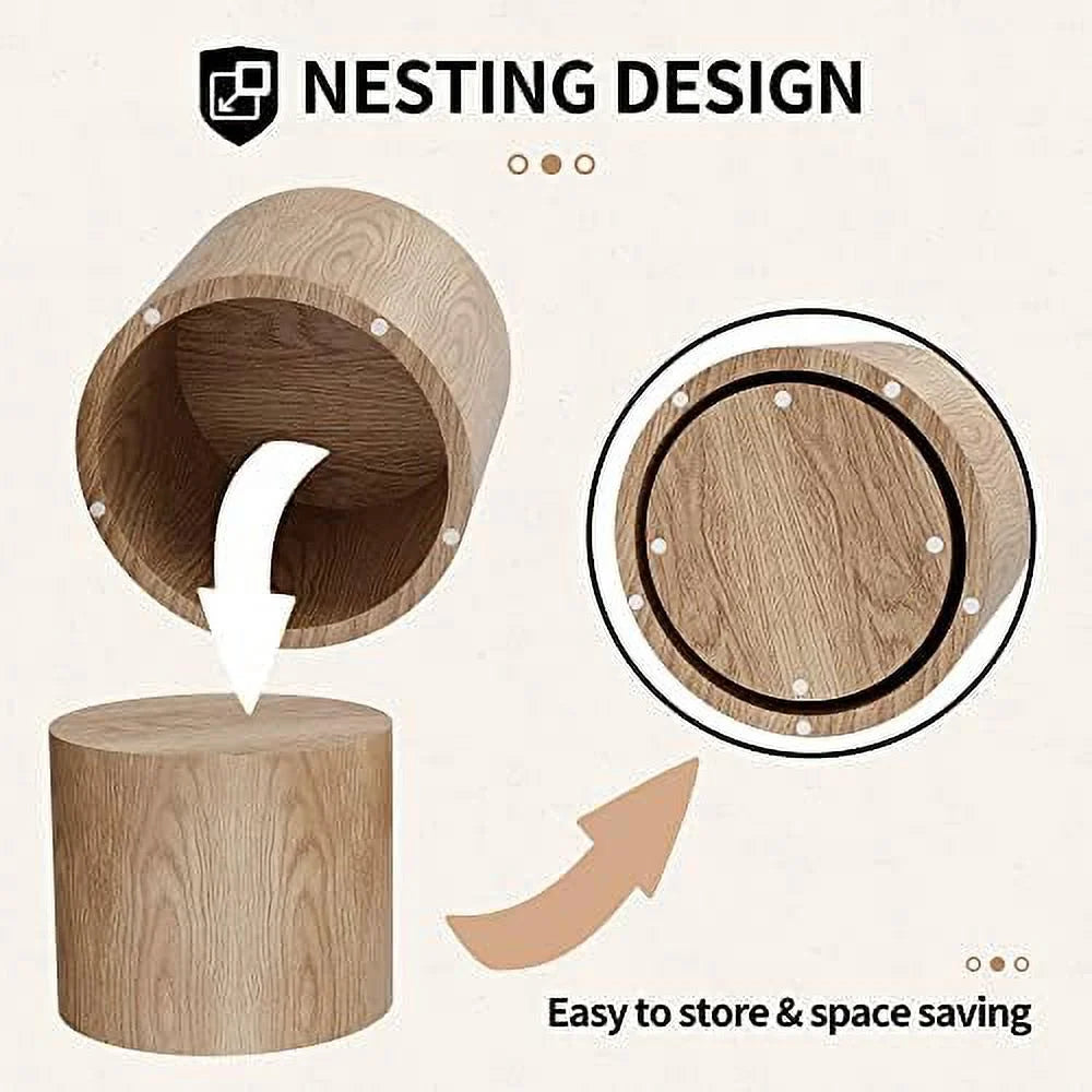 Nesting Coffee Table Set of 2 Modern Wooden Round G73616
