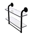 Matte Black 16 inch Two Tiered Glass Shelf with Towel Bar B789669