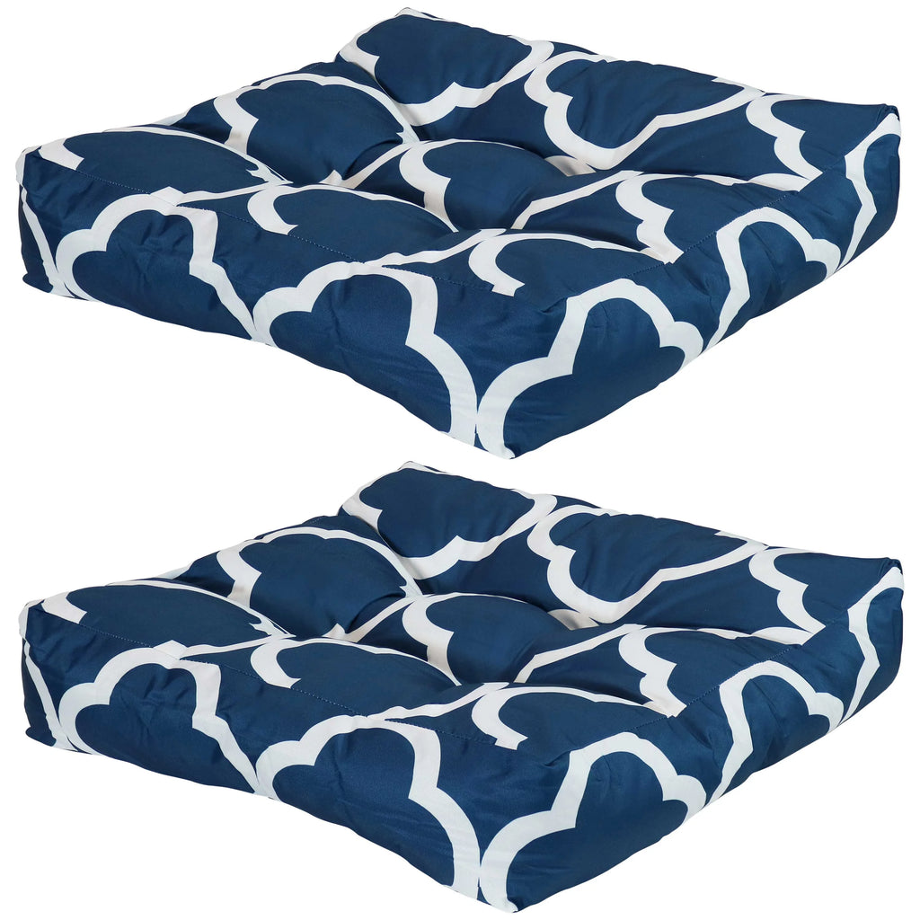 Square Tufted Patio Chair Seat and Back Cushions - 20" - Navy Blue and White - 2pk G563580