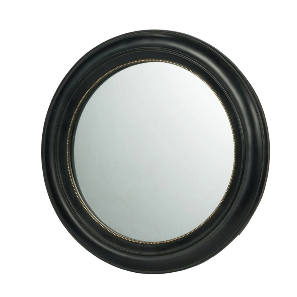 Black Vintage Style Framed Round Wall Mirror C134657