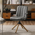 OffWhite PU Leather Swivel Office Chair with Oak Wood Legs O902297