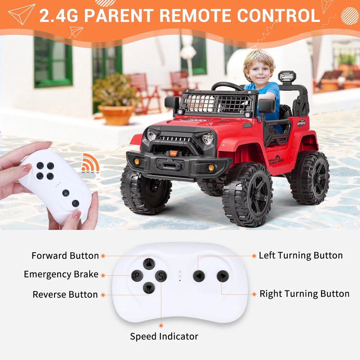 12V Electric Ride on Toy Car with Remote Control V53000