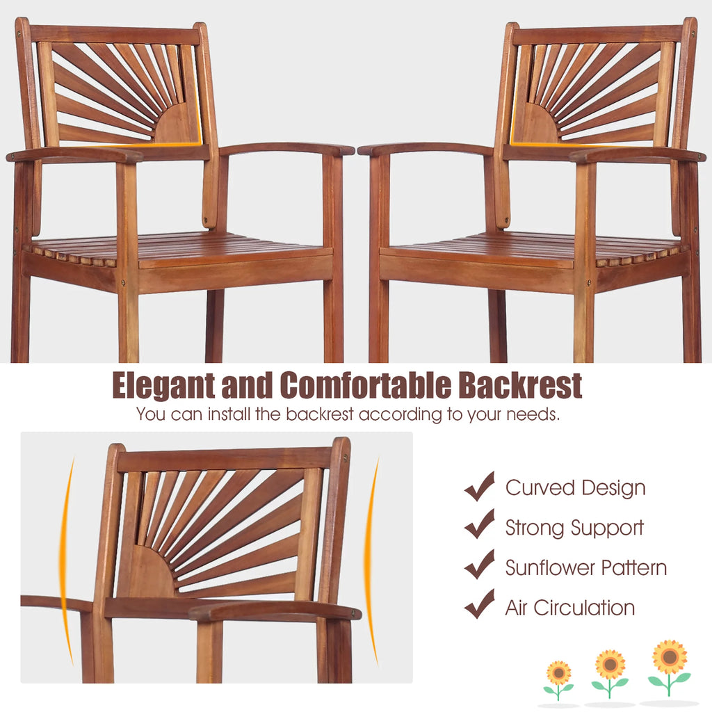 Acacia Wood Bar Height Bistro Dining Set U22641